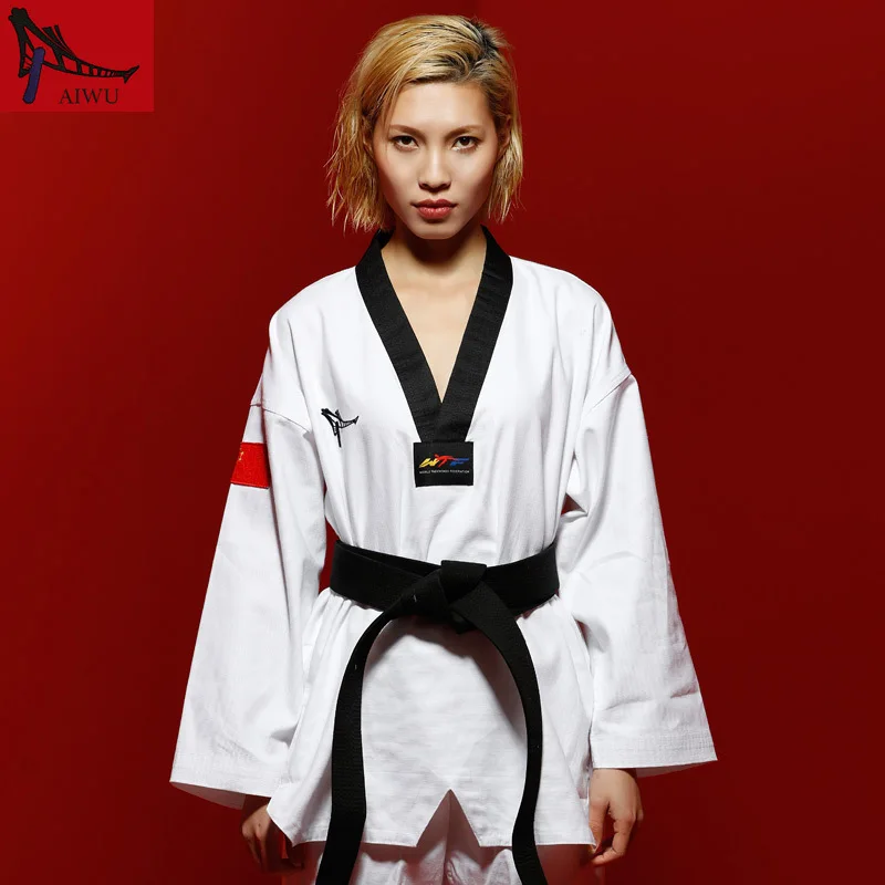 Боевые искусства TKD Tae Kwon Do Корея с V образным вырезом взрослая форма для тхэквондо