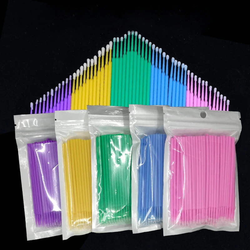 

100Pcs/bag Disposable MicroBrush Eyelashes Extension Individual Lash Removing Swab Micro Brush For Eyelash Extension Tools