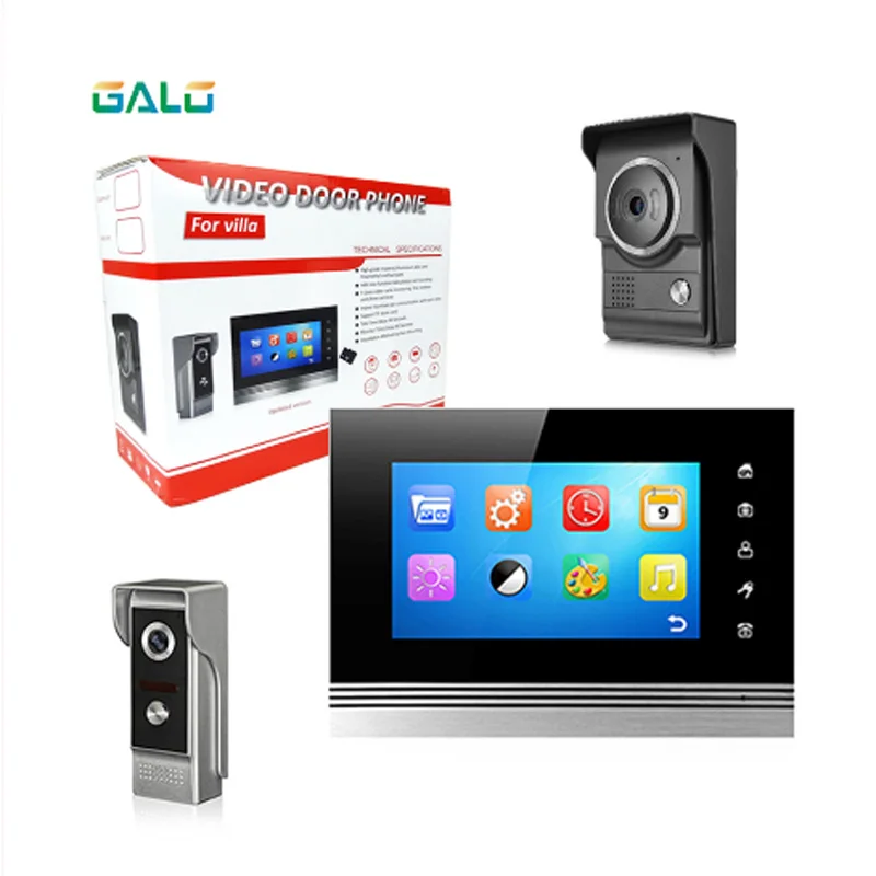 

Upgrade 7'' Color Wired Video Intercom Indoor Unit Monitor Screen Black Touch Metal Display Video Doorphone 25 chord Door Phone