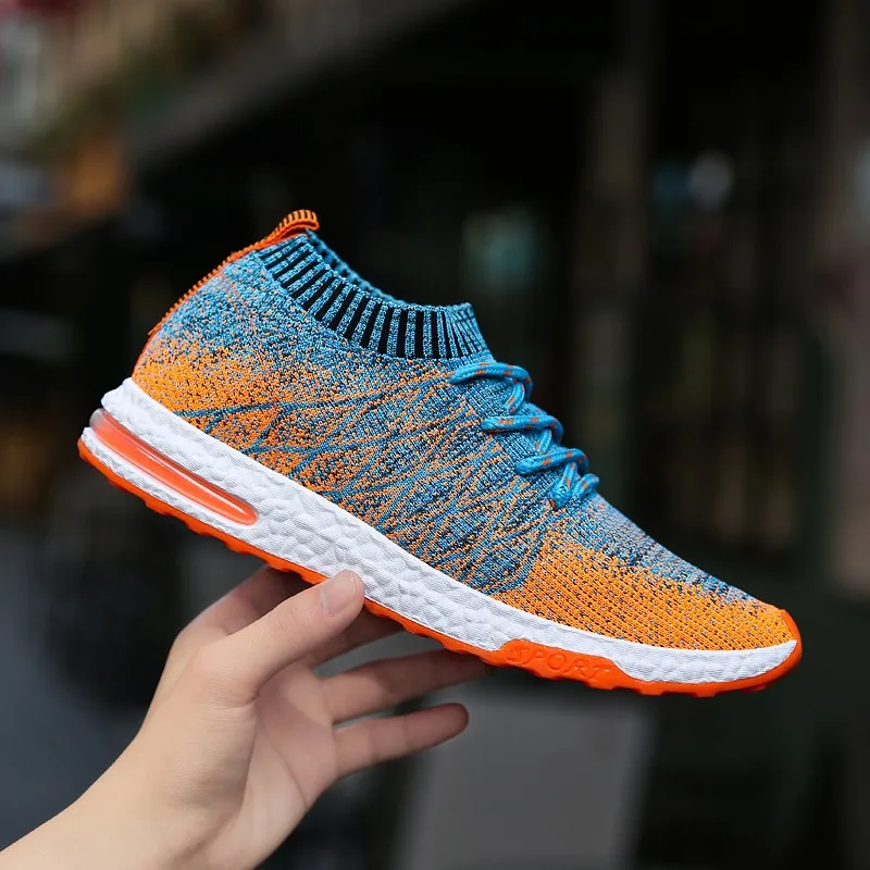 

2019 spring and autumn flying woven mesh sneakers breathable wear comfortable men's shoes with fashion travel casual shoes