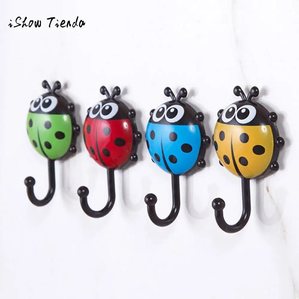 

2pcs Wall Hooks Sucker Nail Hook Creative Ladybug Bee Cartoon Bathroom Wall Decor Organizer Multi-Purpose Towel Key Coat Hanger