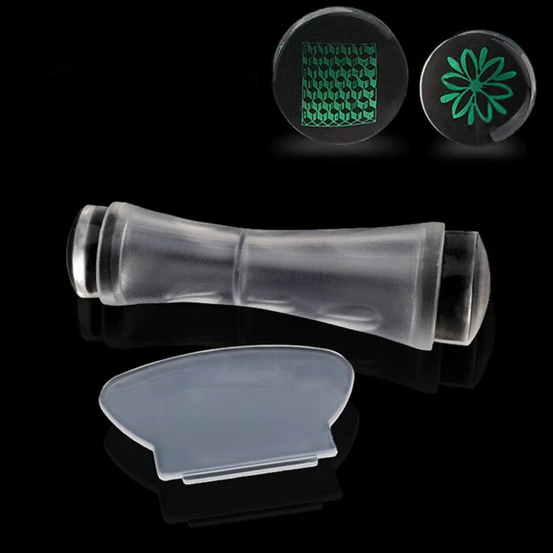 

2.4cm/2.8cm Double Heads Clear Jelly Nail Art Stamper Scraper Silicone Polish Print Transfer Stamp Stamping Tools Manicure Set