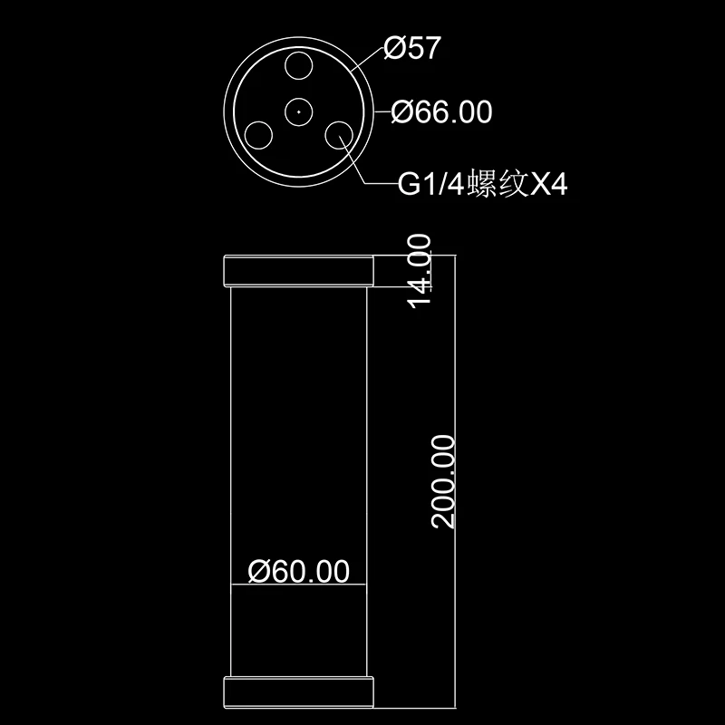 Bykski B-CT60-4H металлический Кепки прозрачный резервуар 60 мм 100/150/200/260 мм