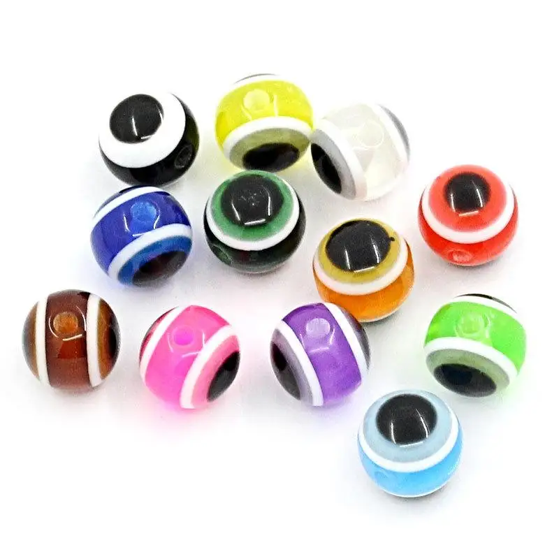 

6/8/10/12mm evil eye colorful space beads lucky charms Resin Mixed color beads for diy jewelry accessories handmade craft making