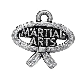 

RAINXTAR Antique Silver Color Martial Arts Belt Alloy Charms15*16mm 50pcs AAC1411