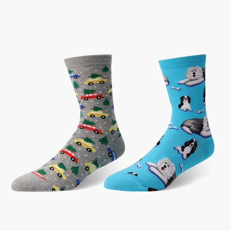 Креативные женские хлопковые зимние носки с пивными надписями в стиле Харадзюку, унисекс, Теплые повседневные носки с изображением мопса, рыбы, мороженого