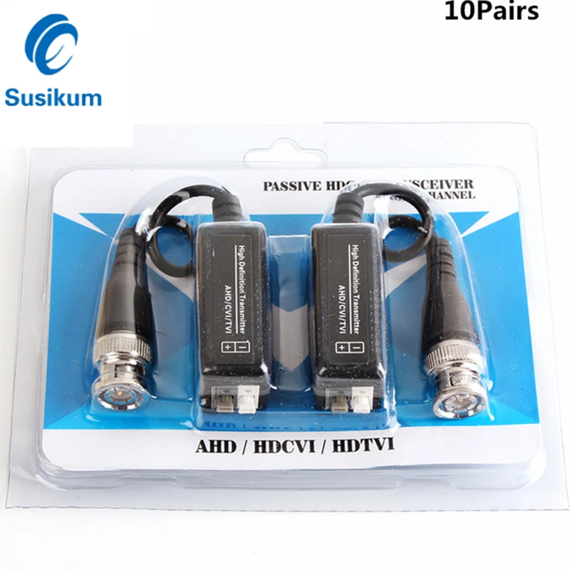 10Pairs 20Pieces BNC to UTP Cat5/5e/6 Video Balun HD Transceivers Adapter Transmitter Support 720P/1080P AHD CVI TVI Camera 100M