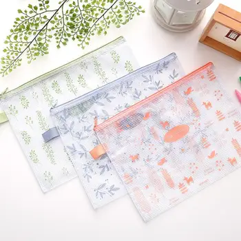 

1PC Waterproof Foldable Grid Kawaii A4 File Folder Desk Document Paper Organizer Storage Bag Office School Stationery