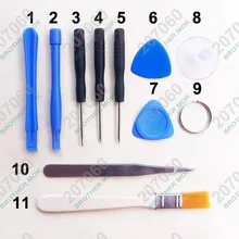 11 в 1 Прая инструмент Открытие Инструменты комплект с пинцет Кисточки для сотового телефона iPhone 3GS 4 г 5 г 5S 5C Samsung Galaxy 300 компл./лот