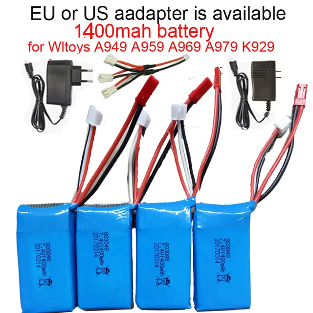 7.4V 1400mah RC Car battery for A949 A959 A969 A979 K929 1/18 Rc Car