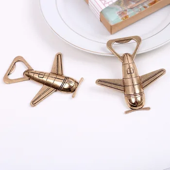 

200pcs Our Adventure Begins Airplane Bottle Opener Antique Gold Airplane Bridal Shower Wedding Favors Party Gift Free DHL FEDEX