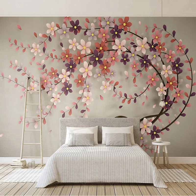 Современные креативные цветы дерево фотообои Гостиная ТВ диван спальня домашний декор настенная ткань Papel де Parede 3D Paisagem