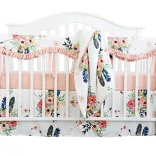 Детская кроватка Защитная планка Набор Boho Цветочные Детские постельные принадлежности гофрированная юбка для детской кроватки набор перьев