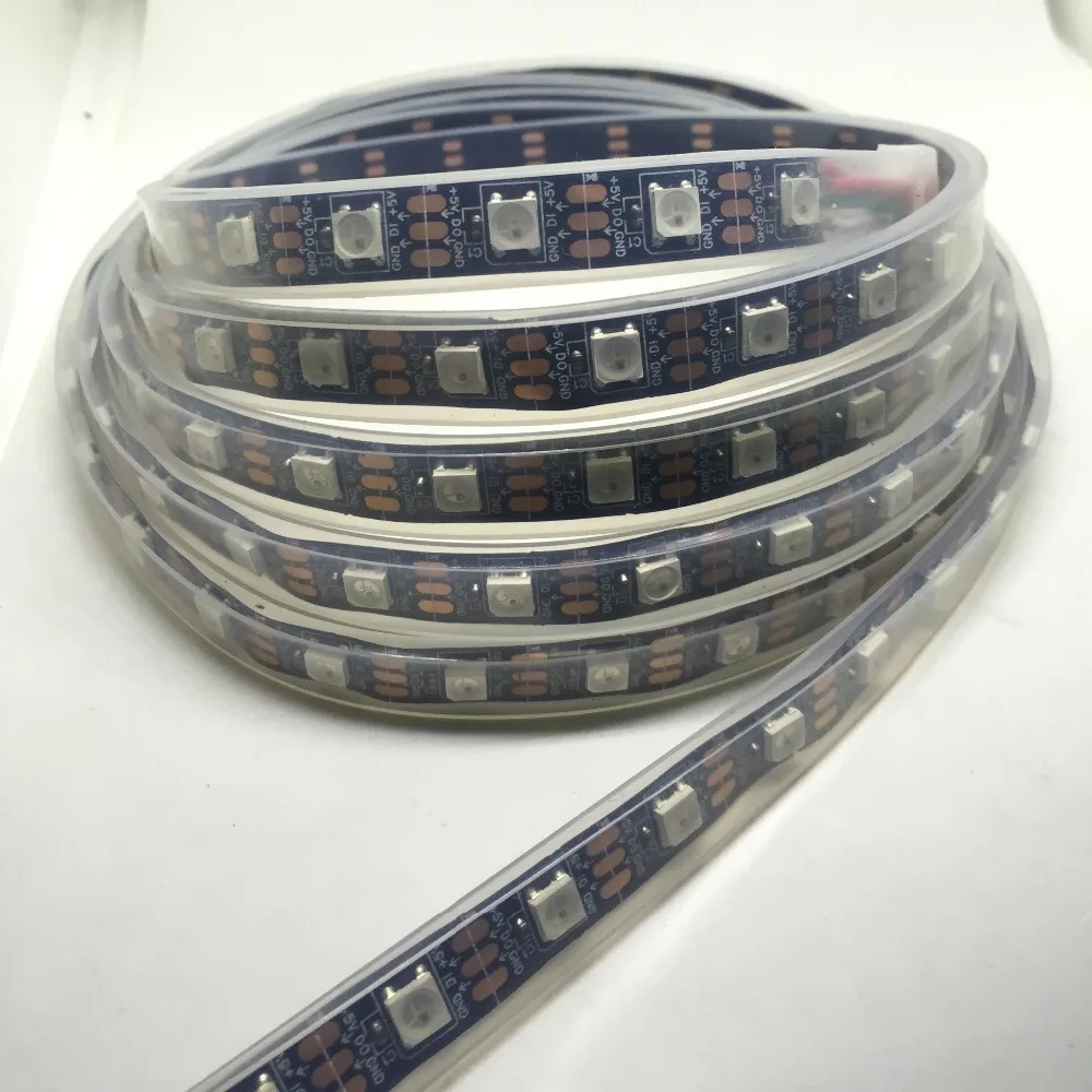

LED Strip DC 5V WS IC 2812 60 leds/m Black PCB Waterproof IP67 Dream Colorful Silicone Tube SMD5050 Chip Flexible Outdoor