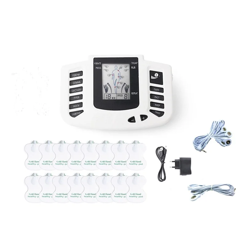 

Russian Menu Electronic Pulse Massage Tens Therapy Acupuncture Machine Muscle Stimulator Sculptor +16 Pcs Electrode Pads Patch