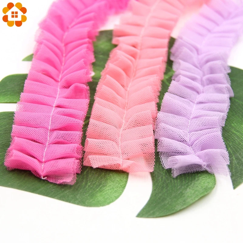 

New 5Yard/Lot 4CM Chiffon Tape Ribbon Pleated Chiffon Lace Trim Patchwork Material DIY Sewing&Headwear Accessories Decoration
