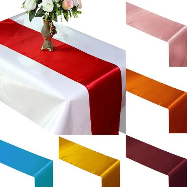 8colorspick10pcs12x108WeddingTableRunnerSatinTableRunners