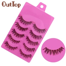 Распродажа! 5 пар ручной работы грязные натуральные накладные ресницы с крестом идеальные ресницы 0327A5Down