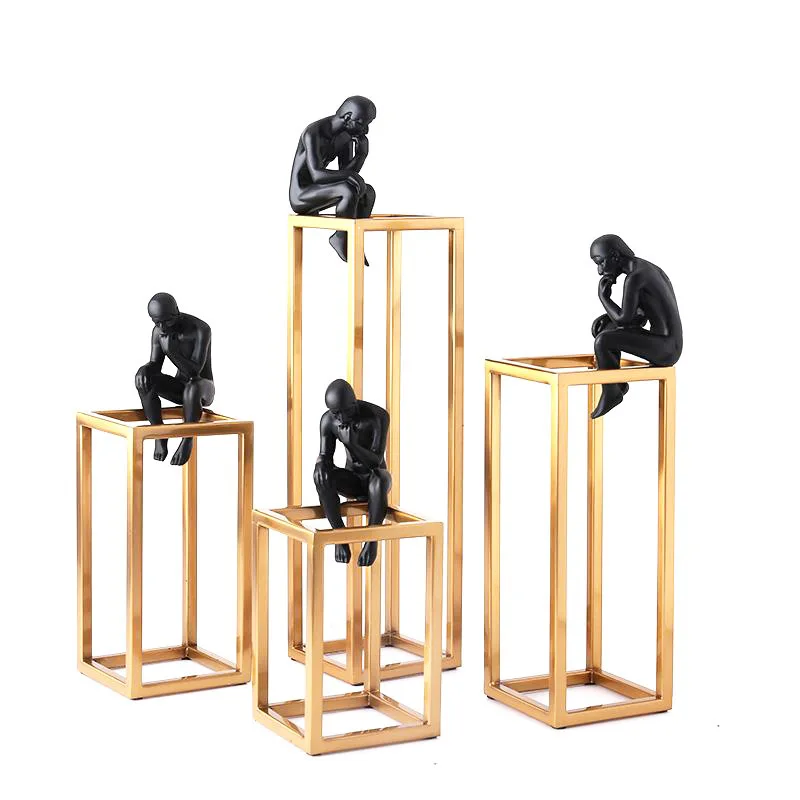 Thinker Rodin скульптура Золотая рамка из нержавеющей стали настольное украшение современная элегантная мягкая домашняя декоративная фигурка украшение