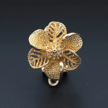 

Metal Clip Earring Post with a Loop Hanger 18mm Filigree Flower DIY Findings for Pearls Stud Earrings Retro Jewelry Making