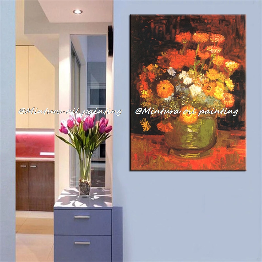 Zinnia Of Vincent van Gogh 100% ручная работа H.Q Репродукция картина маслом на холсте Настенная