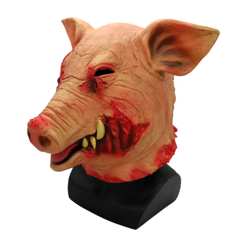 

Adult Halloween Smoke Pig Cosplay Creepy Animal Prop Latex Party Unisex Scary Pig Head Mask Animal Joker Costume