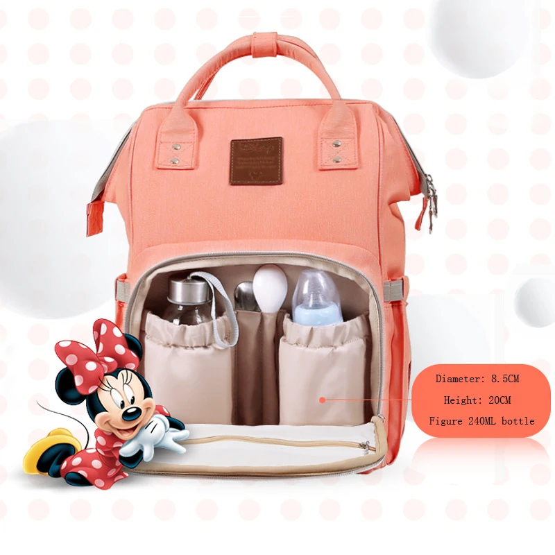 

Disney Baby Diaper Bag Pure Color Backpack Water-proof Large Capacity Children Nursing Travel Backpack Maternity Baby Care Bag