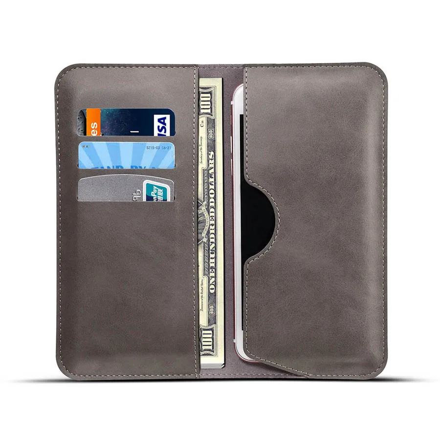 Universal Retro Leather Wallet Case Bag For iPhone X 6 S 7 8 Plus Samsung Xiaomi 4-5.7 inch Mobile Phone Wallet Card Slot Pouch (15)