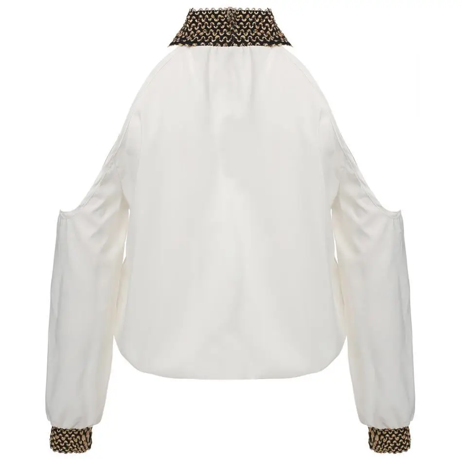 Women Shirt Blouse 2018 Autumn Blouses Off Shoulder Chiffon Sequins Tops Blouses Long Sleeve Sexy Blouse Women Shirts Blusas Tops