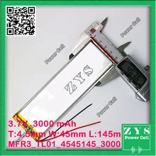 Embalagem Da segurança (nível 4) 3.7 V bateria de Polímero de lítio 4545145 3000 mah para UAS Zona mini drone Drone UAV fpv tamanho: 4.5x45x145mm