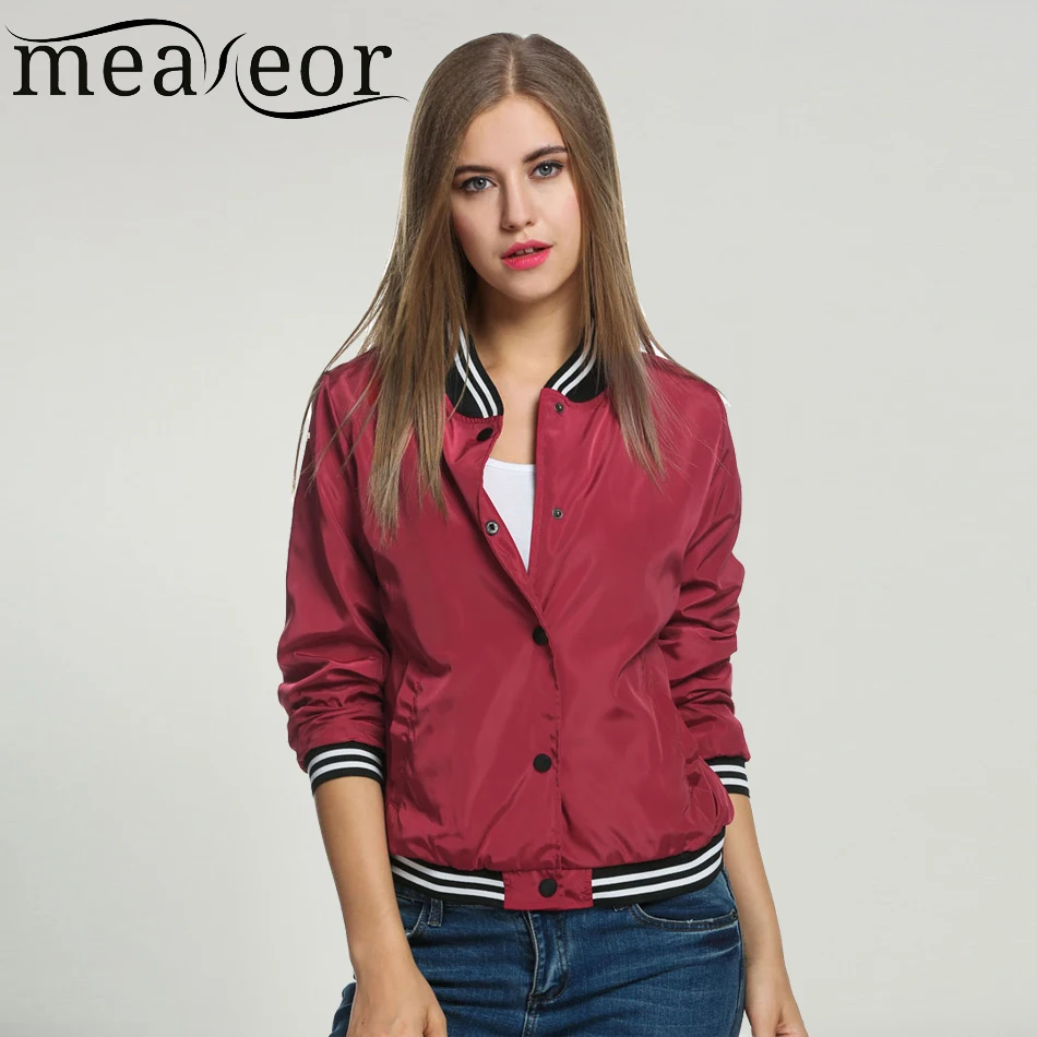 Meaneor Ladies Bomber font b Jackets b font Fashion and Retro Baseball coat for font b