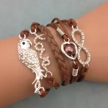 1 шт Бесконечность, пальма и ангор браслет. металлический Шарм, восковой шнур, кожаный браслет 3296