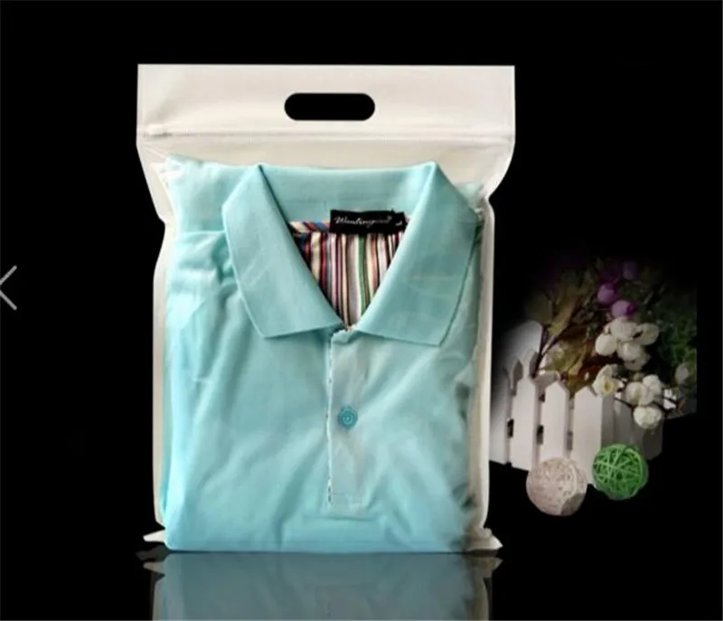

Clear Clothing Storage Packaging bag white/red Zipper Plastic Pouch hole Reusable Zip Lock Garment Package Dress Self Seal Bags