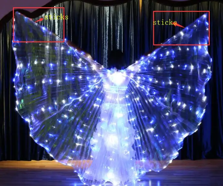 Ánh cùng Dương Trang Nhấp Nàng ĐÈN Phục Trắng Isis Múa giá Kiện Thần Phụ Sáng Phương Bellydance Đôi nữ cuối Đông Nhảy Tiên Thiên Bụng Giảm LED SULARANTA Bướm Xanh Cánh Nháy 1 Ánh cùng Dương Trang 1