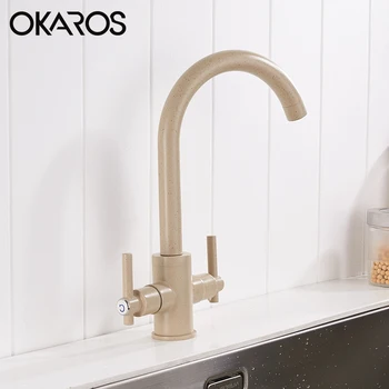 

OKAROS Big Sale Promotion Dual Handle Filter Water Kitchen Sink Mixer Faucet