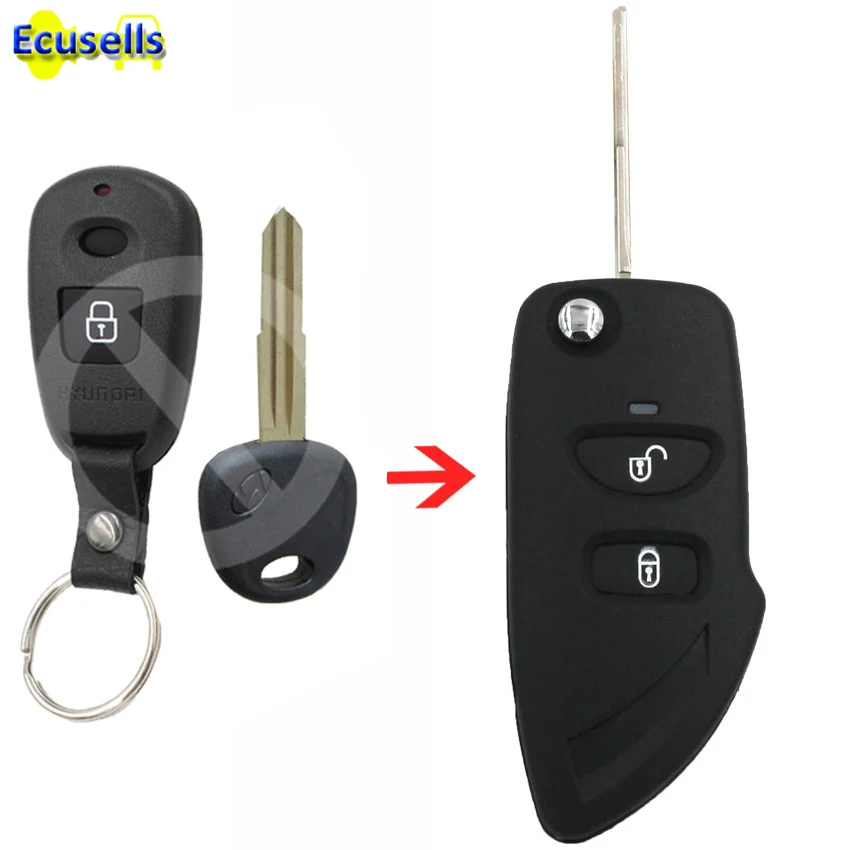 

Folding flip Remote Key Shell case fob 2 Button For Hyundai Santa Fe Trajet left blade