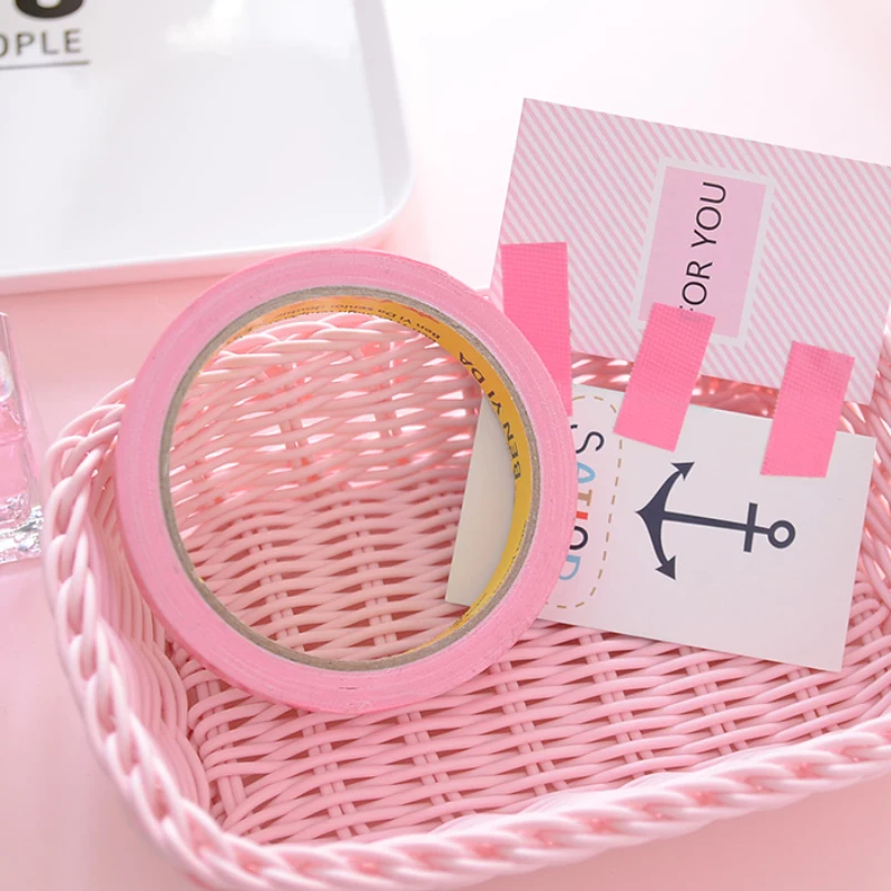 

Korean Adhesive Tape Solid Deco Pink Cute Fabric Paper Wash School Stationery Store.T-0068