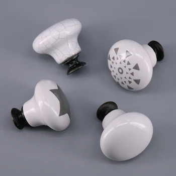 1x White Series Ceramic Single Hole Door Handle for Furniture Kitchen Cupboard Cabinet Drawer Pull Knobs