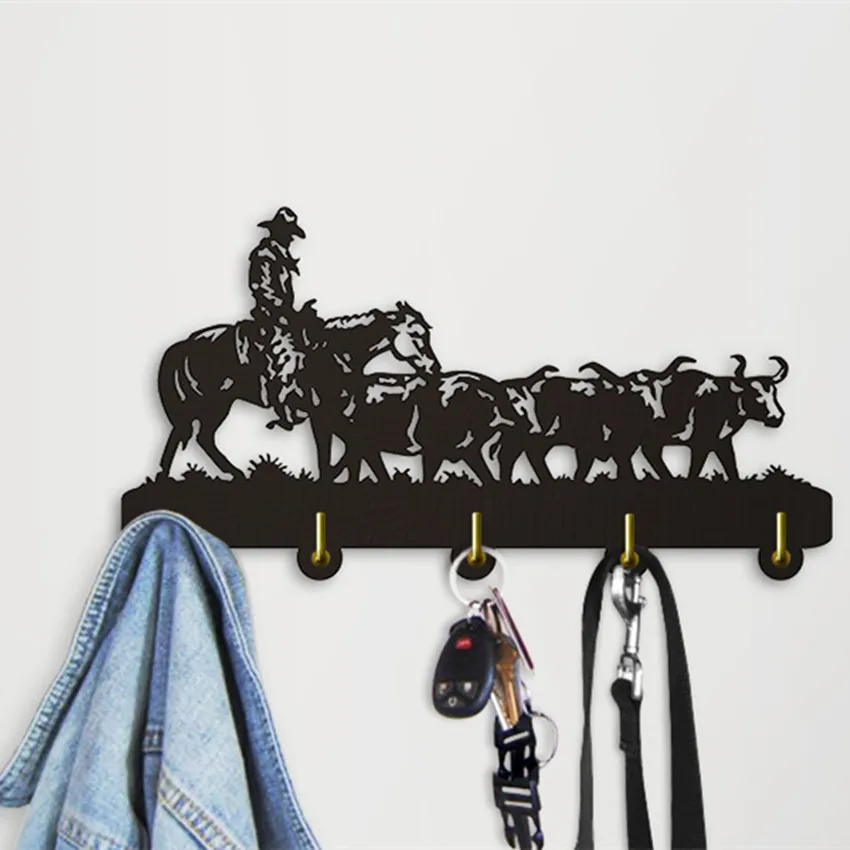 1Piece Old West Cattle Drive Wall Decor Hooks Household Decor Hooks Multi purpose Wall Coat Keys
