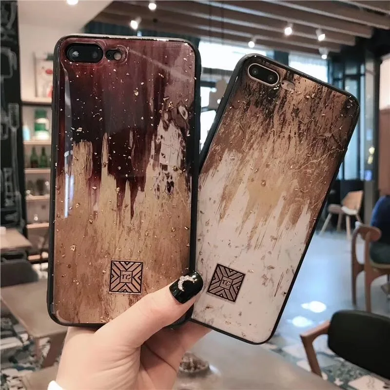 

Luxury Gold Foil Bling Case For iPhone XMAX X XS Soft TPU Silicone Cover For iPhone XR 7 8Plus 6 6S Glitter Protector Coque Capa