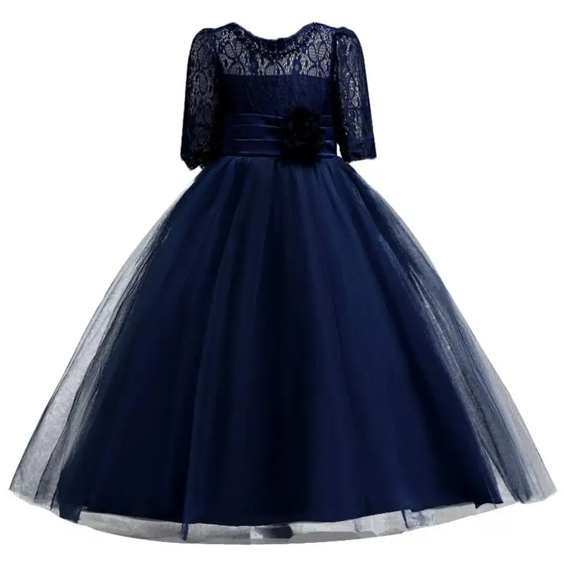Коллекция года, летнее платье для девочек Vestidos, Детские платья для девочек, одежда торжественное платье принцессы для торжеств Вечерние платья на свадьбу для детей возрастом 4, 6, 10, 12 лет - Цвет: Navy blue