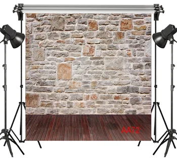 

LB Polyester & Vinyl Newborn Vintage Stone Wall Wooden Floor Portrait Studio Backdrop Photography Baby Photo Props Background