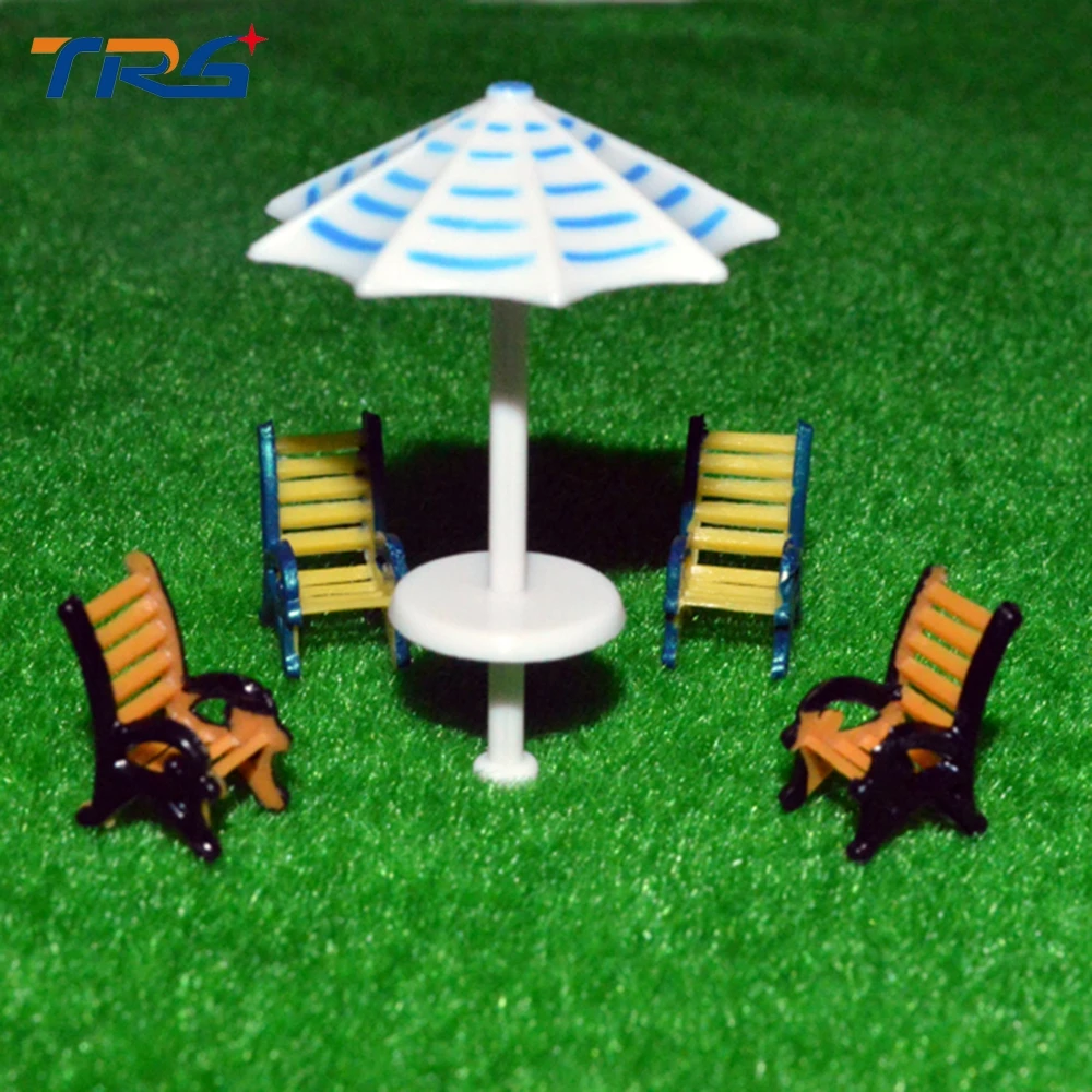 

10pcs 1:50 scale model furniture model outdoor sunshade&chair set for architecture sand table layout