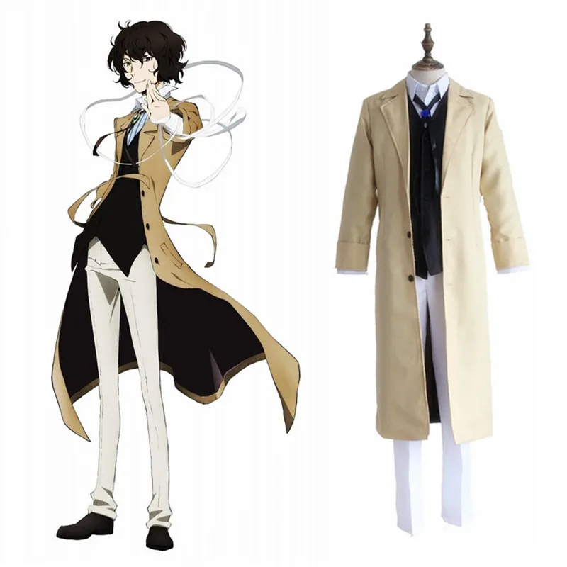 Baratos Bungo perros callejeros armados Detective Osamu dazai Cosplay abrigo pantalones de traje de chaleco literaria, perros callejeros, disfraz de Halloween