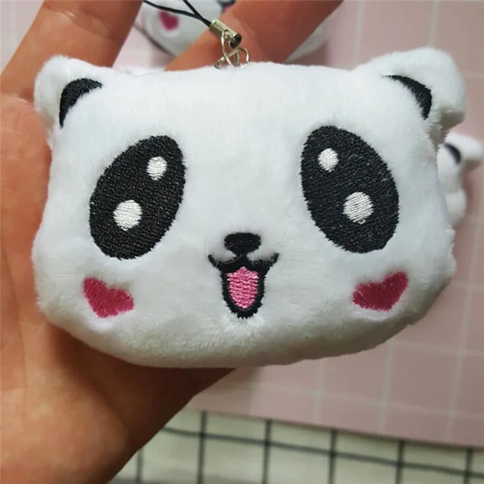 Fashion Panda Emoji Plush Toys Key Chain Ring Pom Bear Keychain Woman Bag Charms Man Car Keyring Wedding Party Trinket Jewelry (11)__