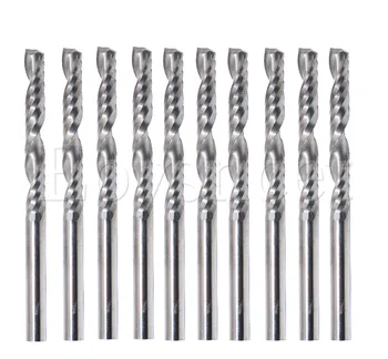 

10 x 1/8" Shank One Flute Spiral End Mill Cutter Carbide CNC Bit 3.175 x 25mm