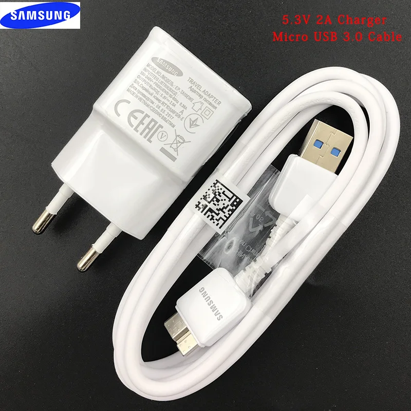 

100% Original Samsung Charger Adapter 5.3V/2A Wall Charge 1M Micro USB 3.0 Data Cable For Samsung Galaxy S5 Note 3