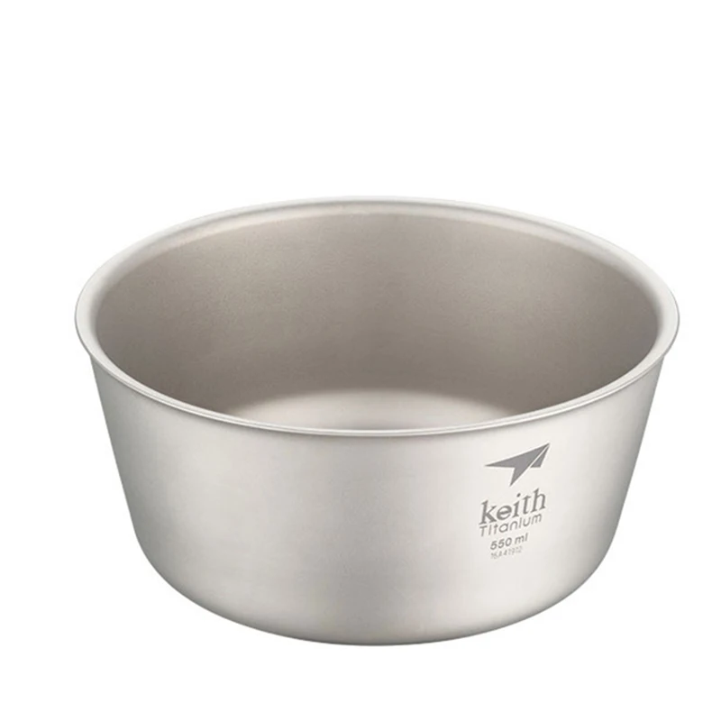 

Keith Double-wall Titanium Bowl 550ml Food Container Outdoor Camping Hiking Picnic Tableware Ti5322 w/ Net Draw String Bag