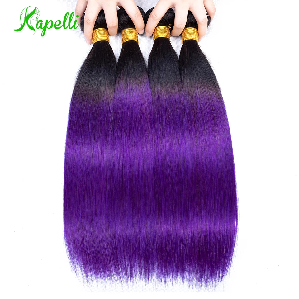 

Ombre Brazilian Straight Hair Weave Bundles 2 Tone Purple Brazilian Straight Human Hair Bundles Pre-colored NonRemy Human Hair