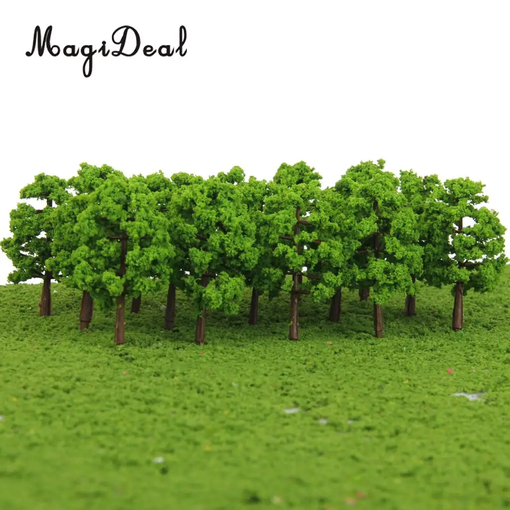 20Pcs/Lot Plastic 1/150 Scale Model Trees Train Railroad Scenery for Model Building Garden Park Layout Light Green